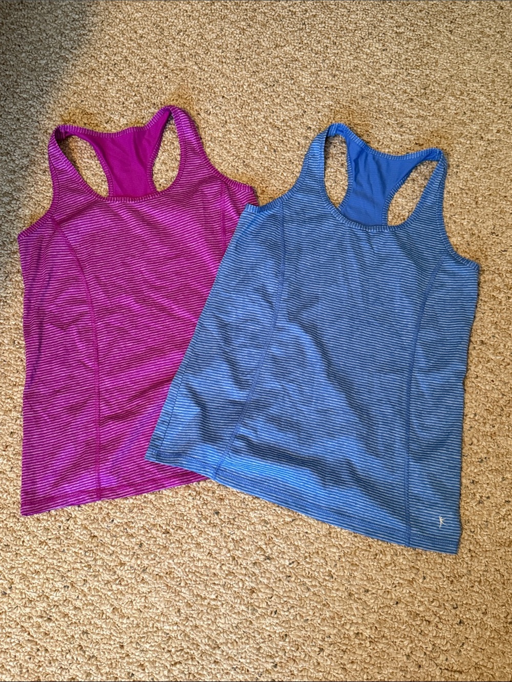 Danskin Purple and Blue Striped Racerback Tank Tops